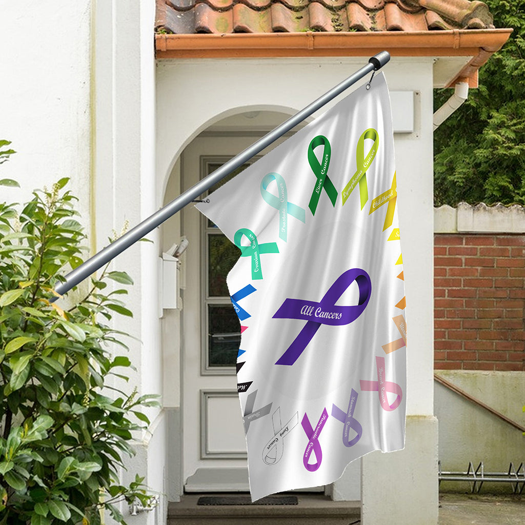 All Cancer Awareness Ribbons Print Polyester Flag
