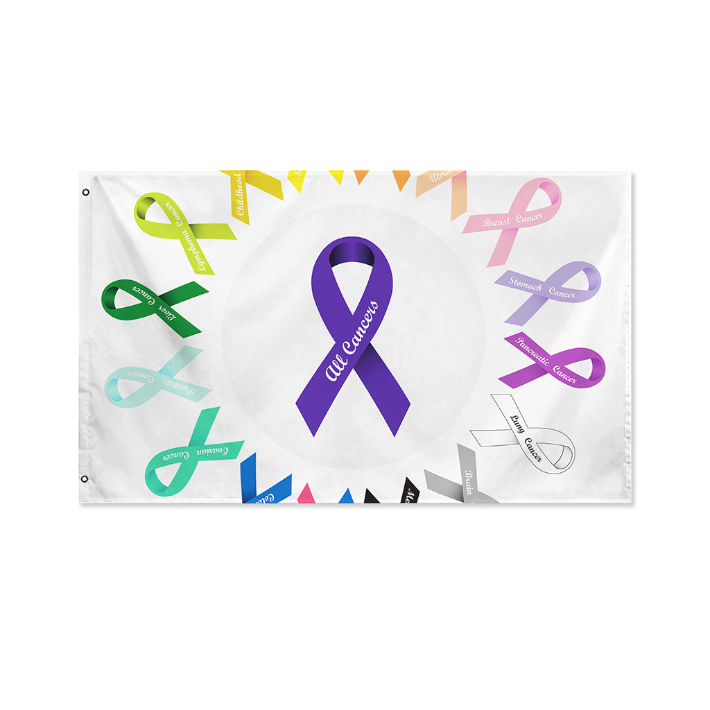 All Cancer Awareness Ribbons Print Polyester Flag