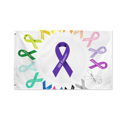 All Cancer Awareness Ribbons Print Polyester Flag