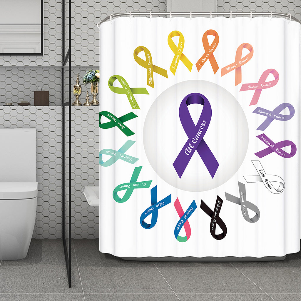 All Cancer Awareness Ribbons Print Polyester Shower Curtain