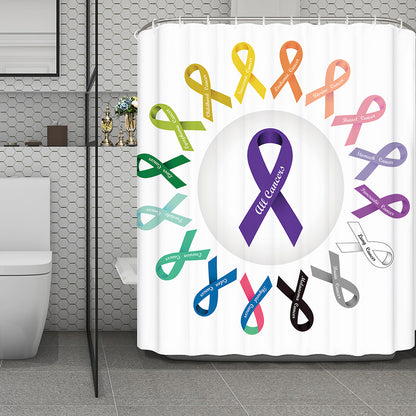 All Cancer Awareness Ribbons Print Polyester Shower Curtain