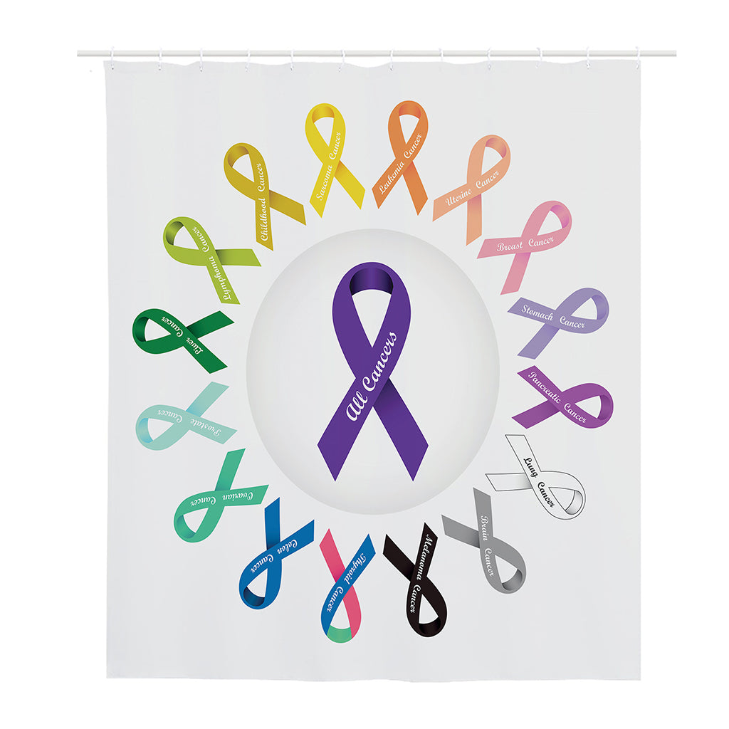 All Cancer Awareness Ribbons Print Polyester Shower Curtain