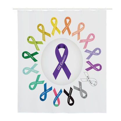 All Cancer Awareness Ribbons Print Polyester Shower Curtain