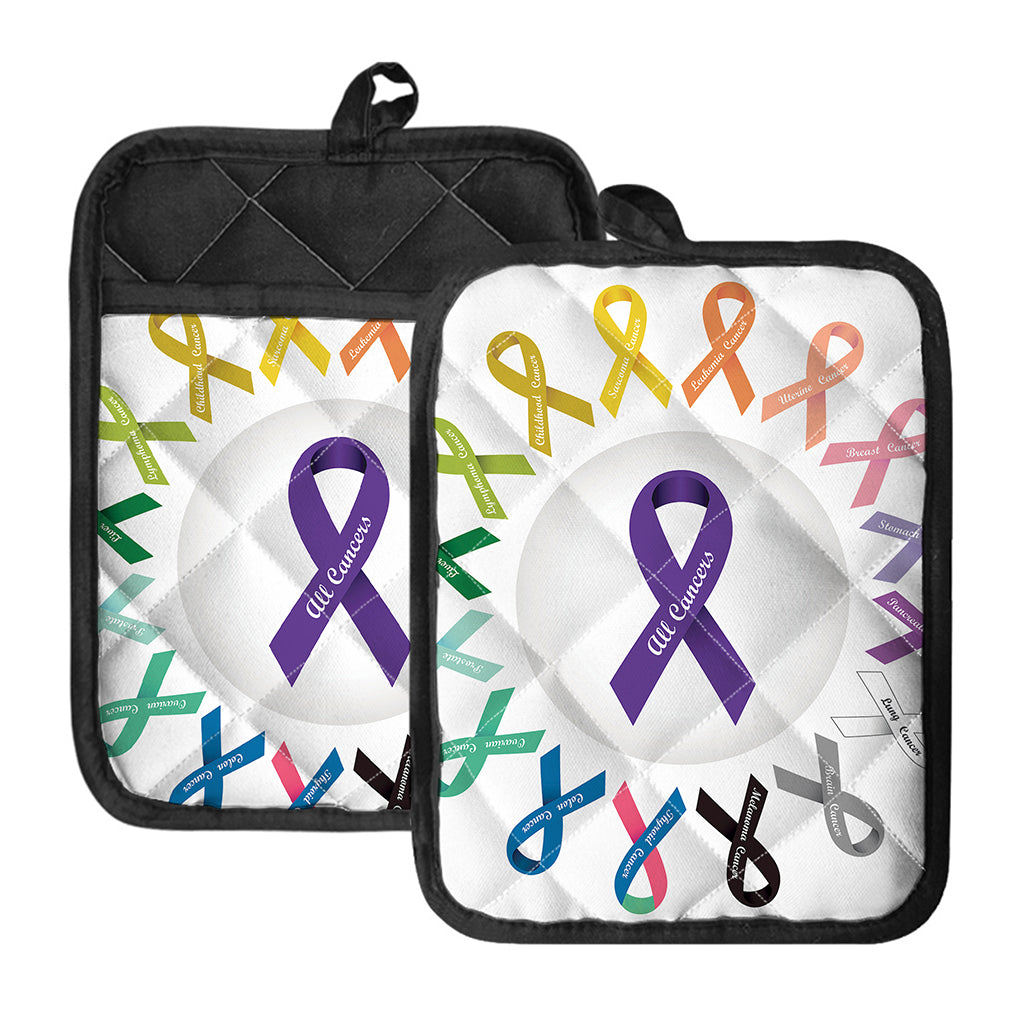 All Cancer Awareness Ribbons Print Pot Holders With Pocket