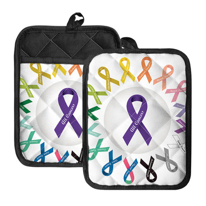 All Cancer Awareness Ribbons Print Pot Holders With Pocket