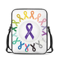 All Cancer Awareness Ribbons Print Rectangular Crossbody Bag