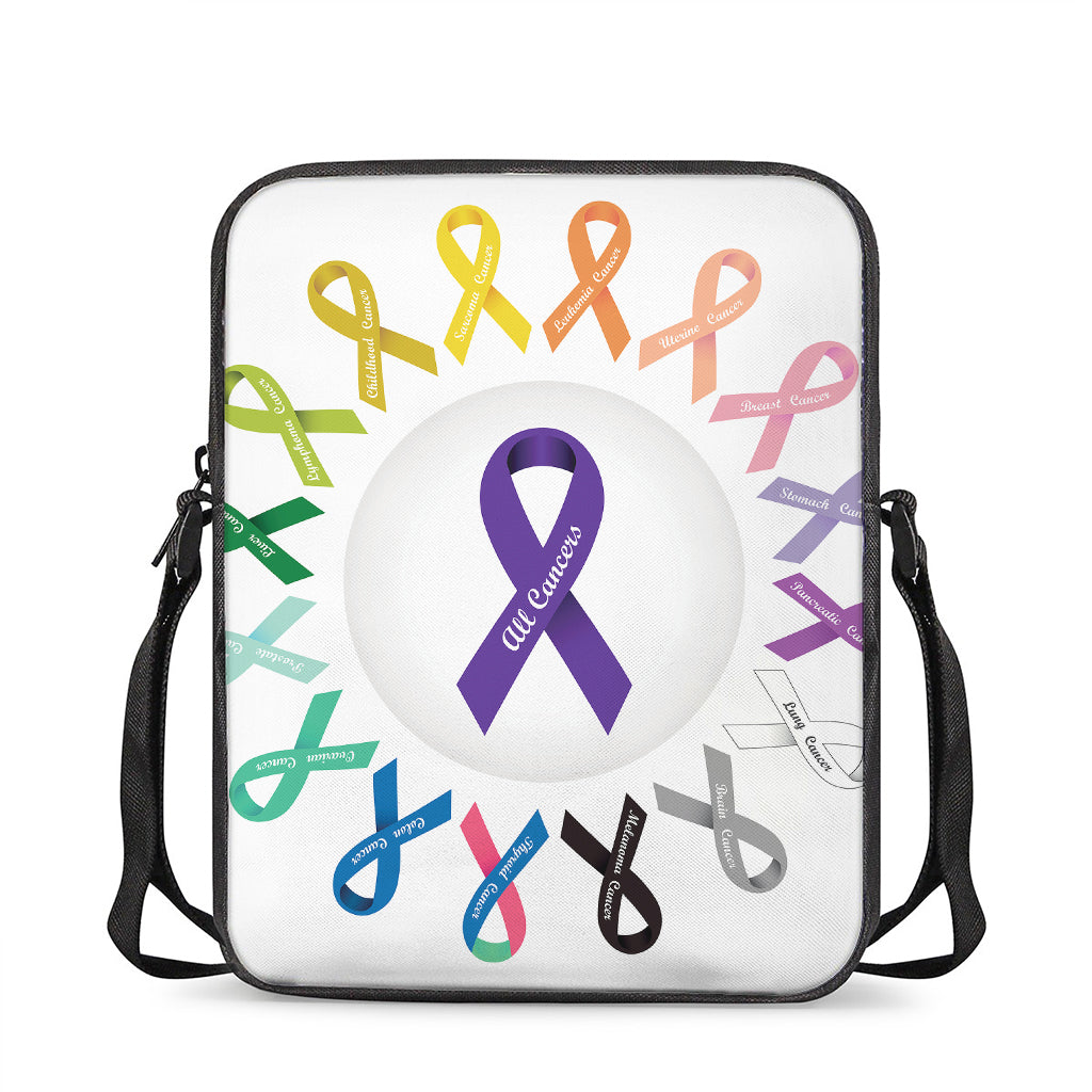 All Cancer Awareness Ribbons Print Rectangular Crossbody Bag