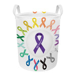 All Cancer Awareness Ribbons Print Round Laundry Basket