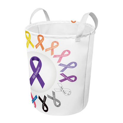 All Cancer Awareness Ribbons Print Round Laundry Basket