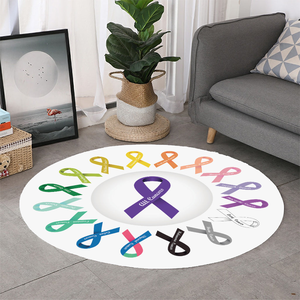 All Cancer Awareness Ribbons Print Round Rug