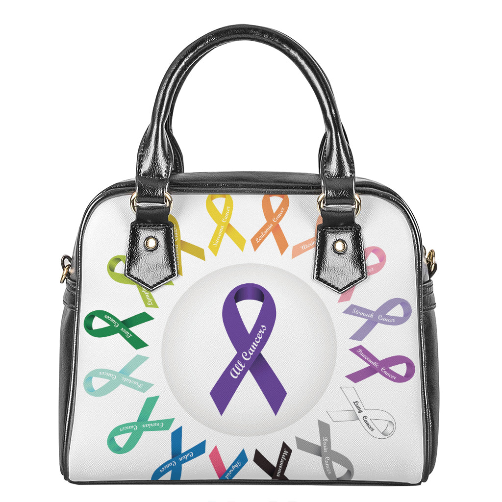 All Cancer Awareness Ribbons Print Shoulder Handbag