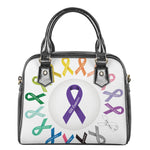 All Cancer Awareness Ribbons Print Shoulder Handbag