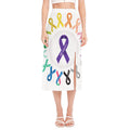 All Cancer Awareness Ribbons Print Side Slit Midi Skirt