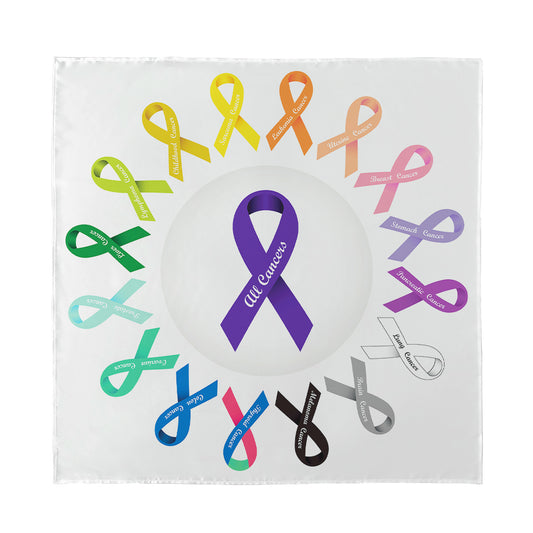 All Cancer Awareness Ribbons Print Silk Bandana