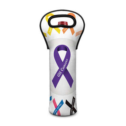 All Cancer Awareness Ribbons Print Single Neoprene Wine Tote
