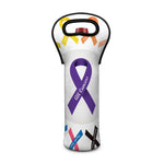 All Cancer Awareness Ribbons Print Single Neoprene Wine Tote
