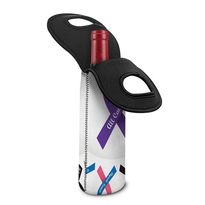 All Cancer Awareness Ribbons Print Single Neoprene Wine Tote