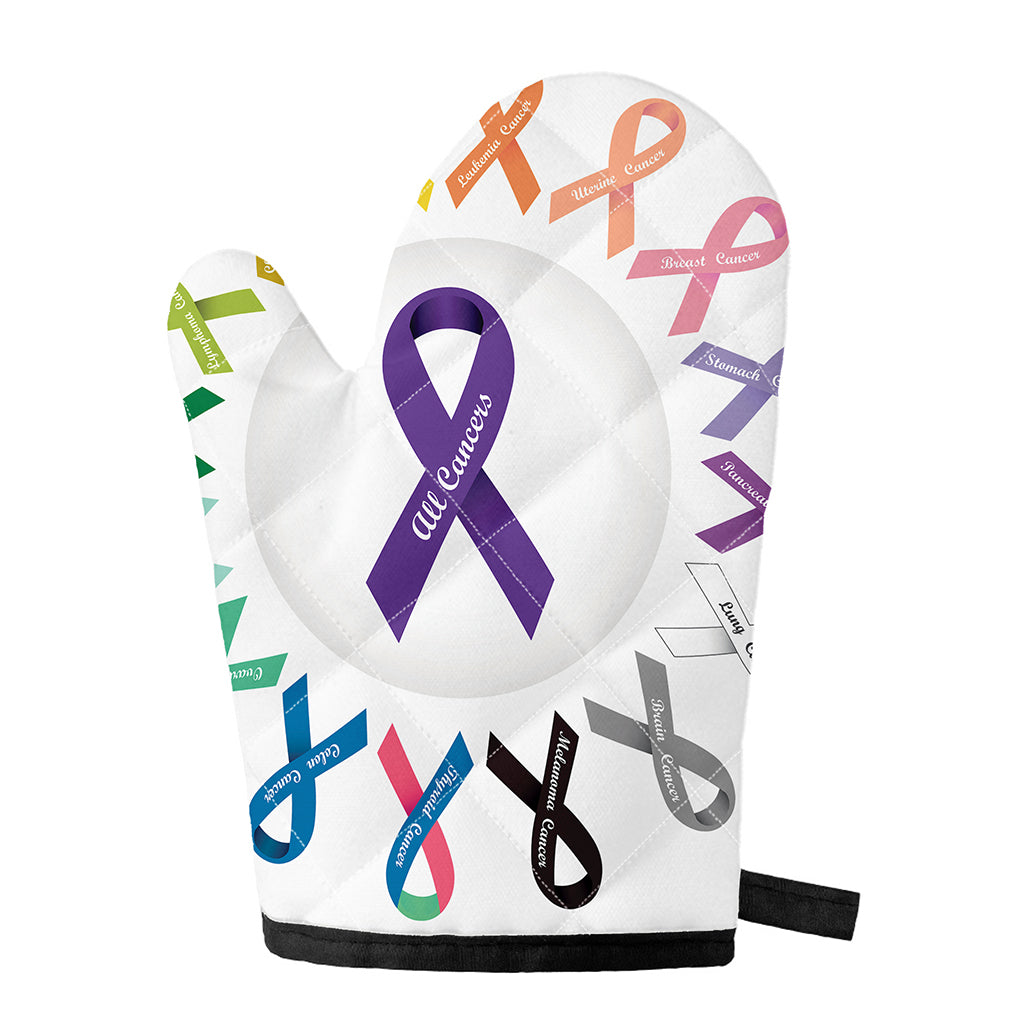 All Cancer Awareness Ribbons Print Single Oven Mitt