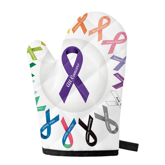 All Cancer Awareness Ribbons Print Single Oven Mitt