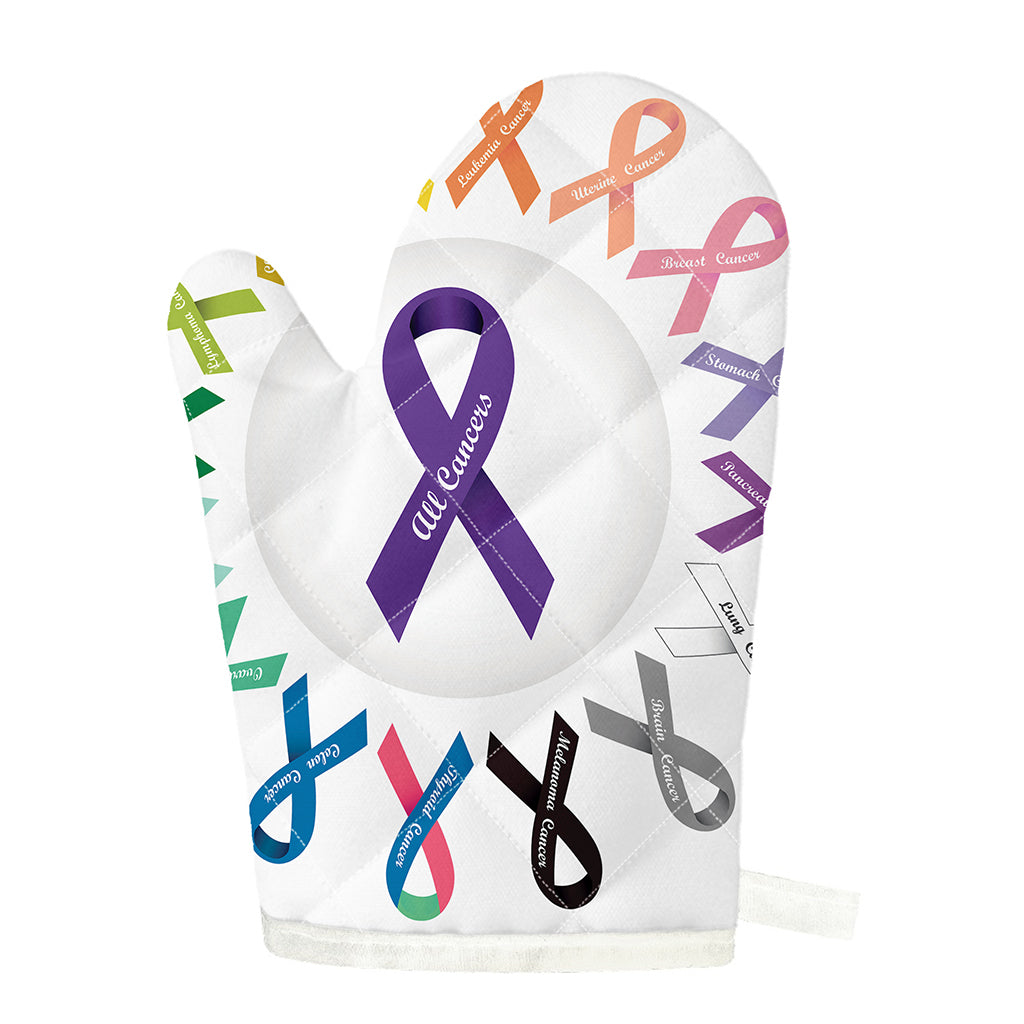 All Cancer Awareness Ribbons Print Single Oven Mitt