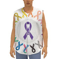All Cancer Awareness Ribbons Print Sleeveless Baseball Jersey
