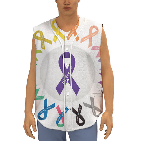 All Cancer Awareness Ribbons Print Sleeveless Baseball Jersey