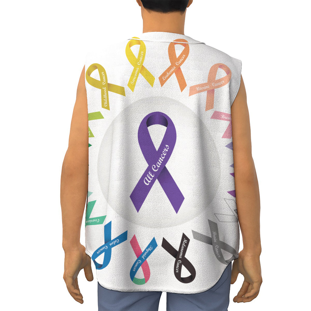 All Cancer Awareness Ribbons Print Sleeveless Baseball Jersey