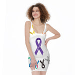 All Cancer Awareness Ribbons Print Sleeveless Bodycon Dress