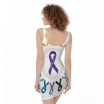 All Cancer Awareness Ribbons Print Sleeveless Bodycon Dress