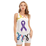 All Cancer Awareness Ribbons Print Sleeveless One Piece Swimsuit