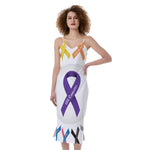 All Cancer Awareness Ribbons Print Slim Fit Midi Cami Dress