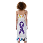 All Cancer Awareness Ribbons Print Slim Fit Midi Cami Dress