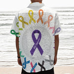All Cancer Awareness Ribbons Print Textured Short Sleeve Shirt