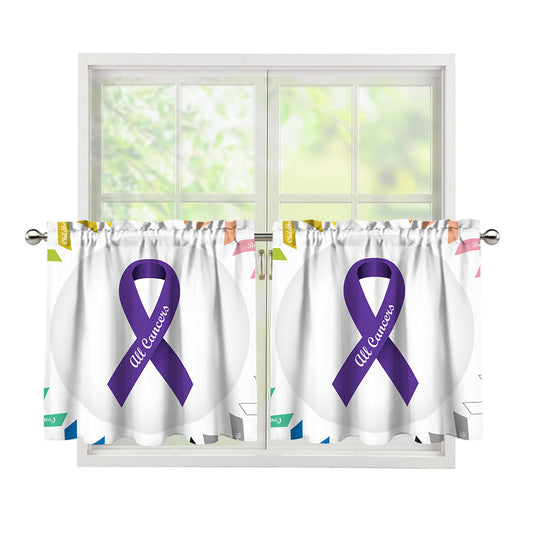 All Cancer Awareness Ribbons Print Tier Curtains