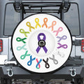 All Cancer Awareness Ribbons Print Tire Cover With Camera Hole