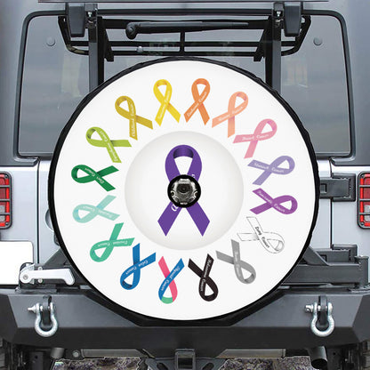 All Cancer Awareness Ribbons Print Tire Cover With Camera Hole