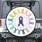 All Cancer Awareness Ribbons Print Tire Cover With Camera Hole