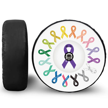 All Cancer Awareness Ribbons Print Tire Cover With Camera Hole