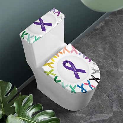 All Cancer Awareness Ribbons Print Toilet Lid And Tank Cover Set