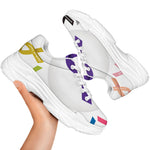 All Cancer Awareness Ribbons Print White Chunky Shoes