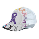 All Cancer Awareness Ribbons Print White Mesh Trucker Cap