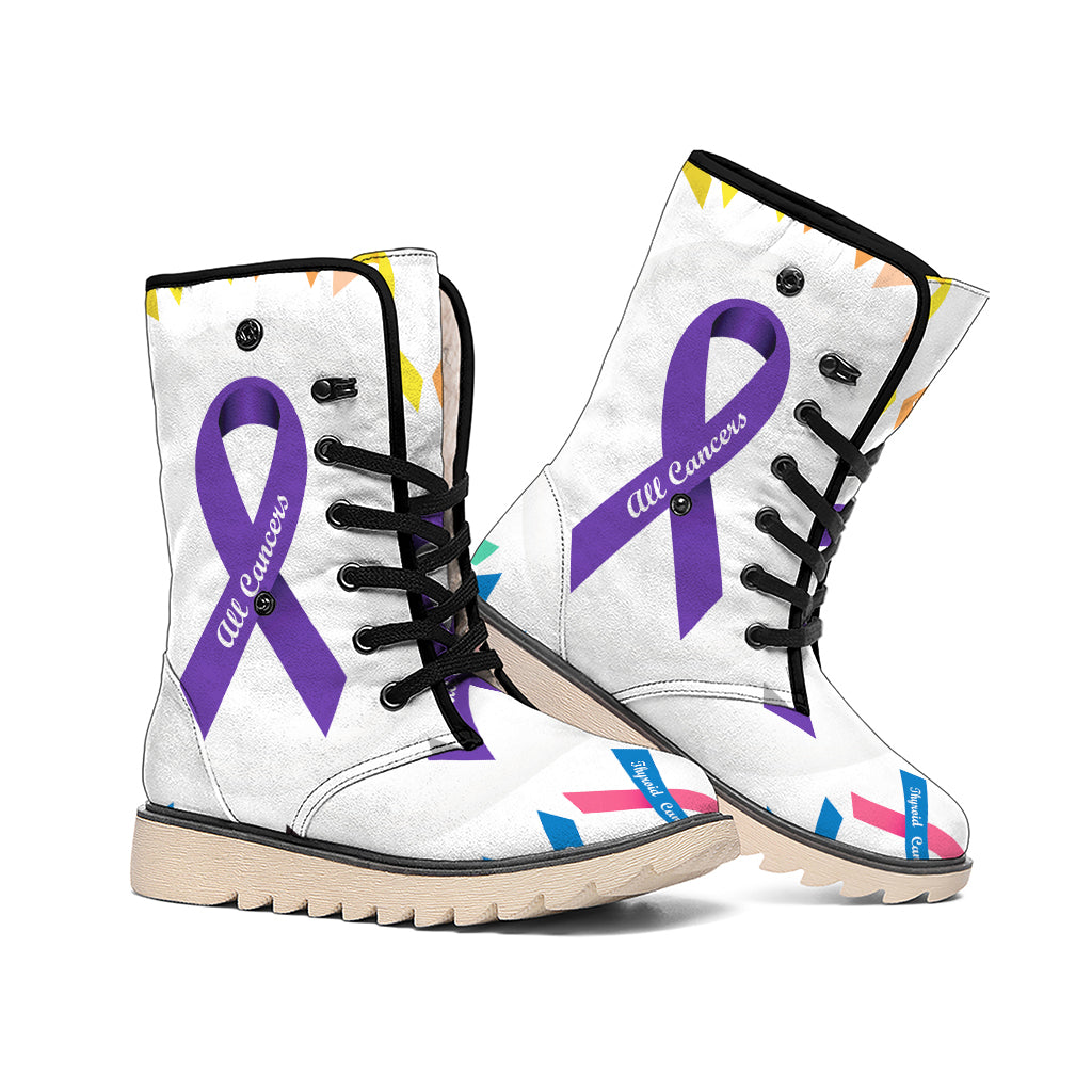 All Cancer Awareness Ribbons Print Winter Boots