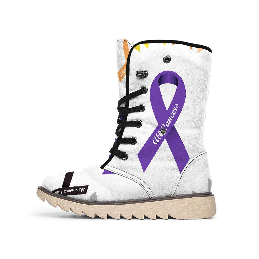 All Cancer Awareness Ribbons Print Winter Boots