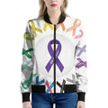 All Cancer Awareness Ribbons Print Women's Bomber Jacket