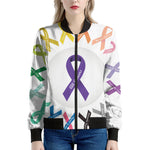 All Cancer Awareness Ribbons Print Women's Bomber Jacket