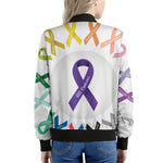 All Cancer Awareness Ribbons Print Women's Bomber Jacket