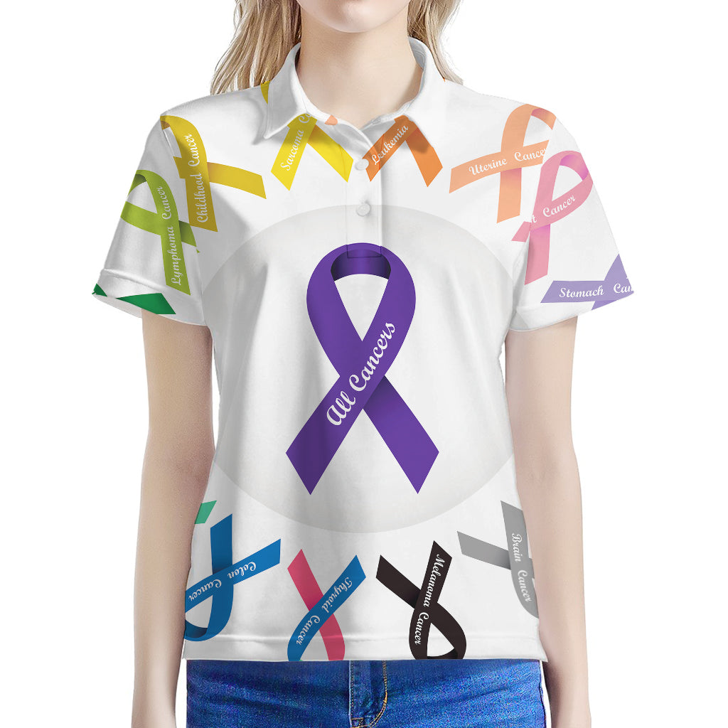 All Cancer Awareness Ribbons Print Women's Polo Shirt