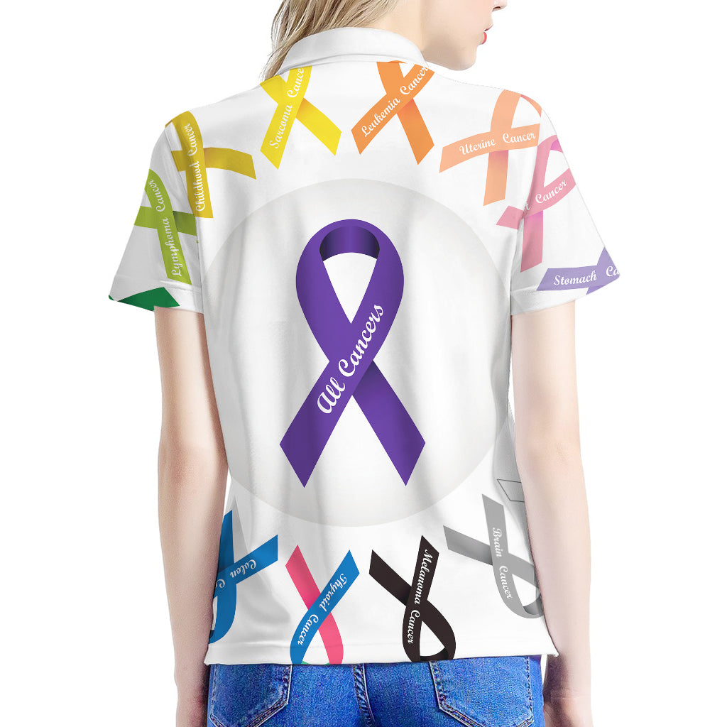 All Cancer Awareness Ribbons Print Women's Polo Shirt