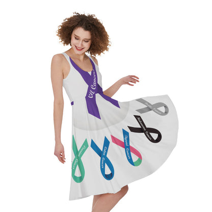 All Cancer Awareness Ribbons Print Women's Sleeveless Dress
