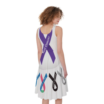 All Cancer Awareness Ribbons Print Women's Sleeveless Dress